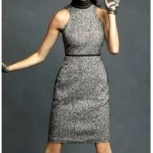 Karl Lagerfeld Impulse Black Tweed High Collar Sheath Dress Classic Size 4